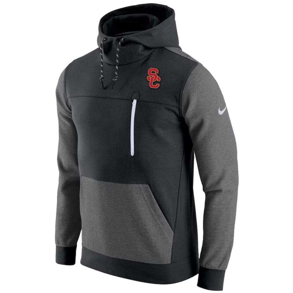 USC Trojans NCAA Nike Block Men’s Black And Gray Pullover Hoodie Sweatshirt - XL